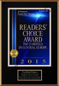Condé Nast Traveler Readers' Choice Award 2015 - Vestibul Palace
